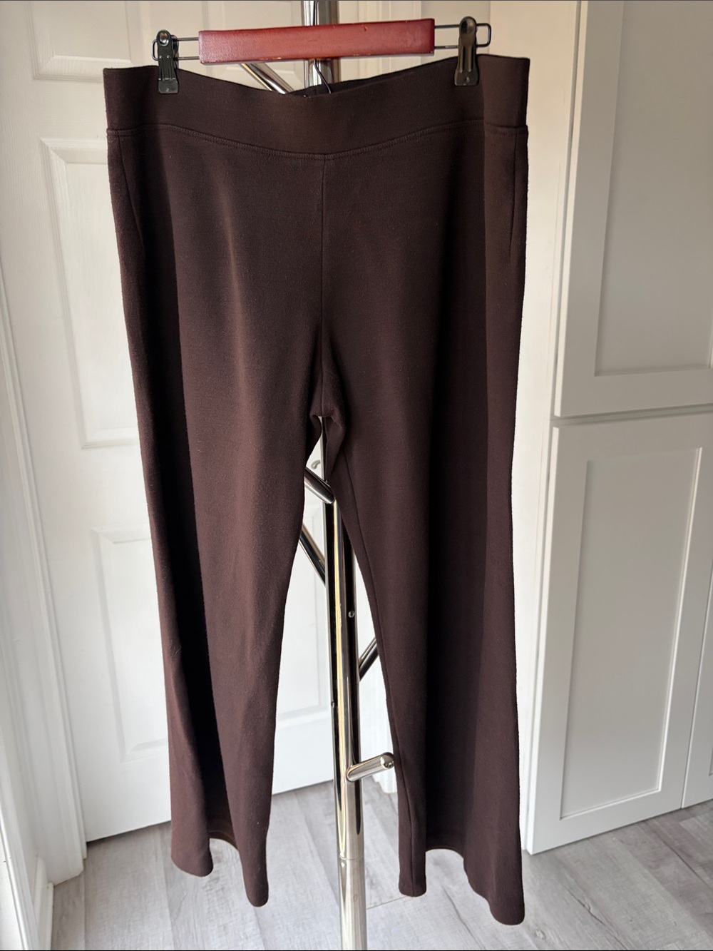 Eileen Fisher Dark Brown Wide-Leg Pull-On Pants